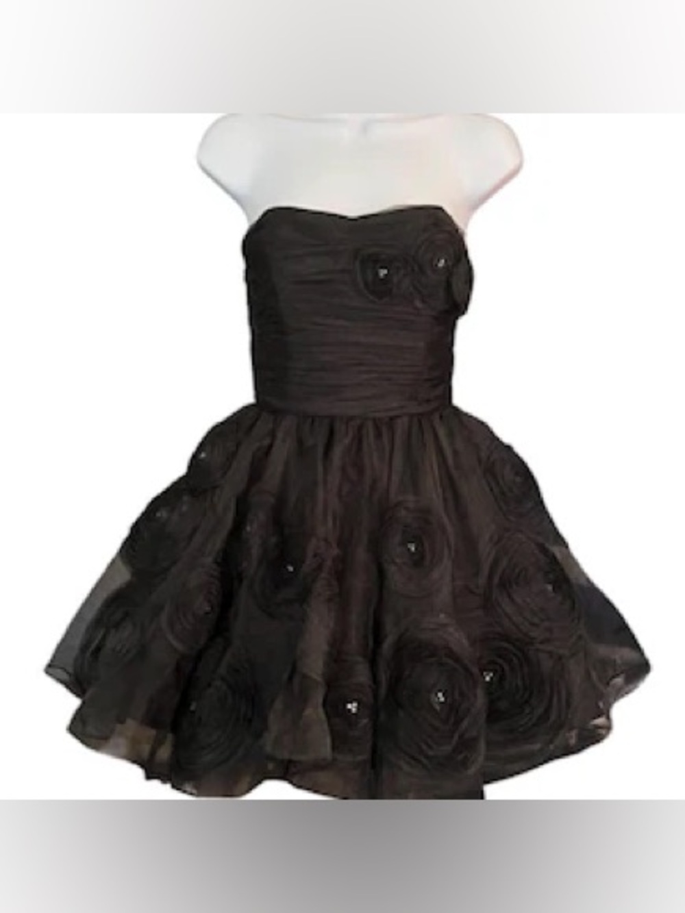 Vintage Betsey Johnson Black Strapless Rosette Party Dress